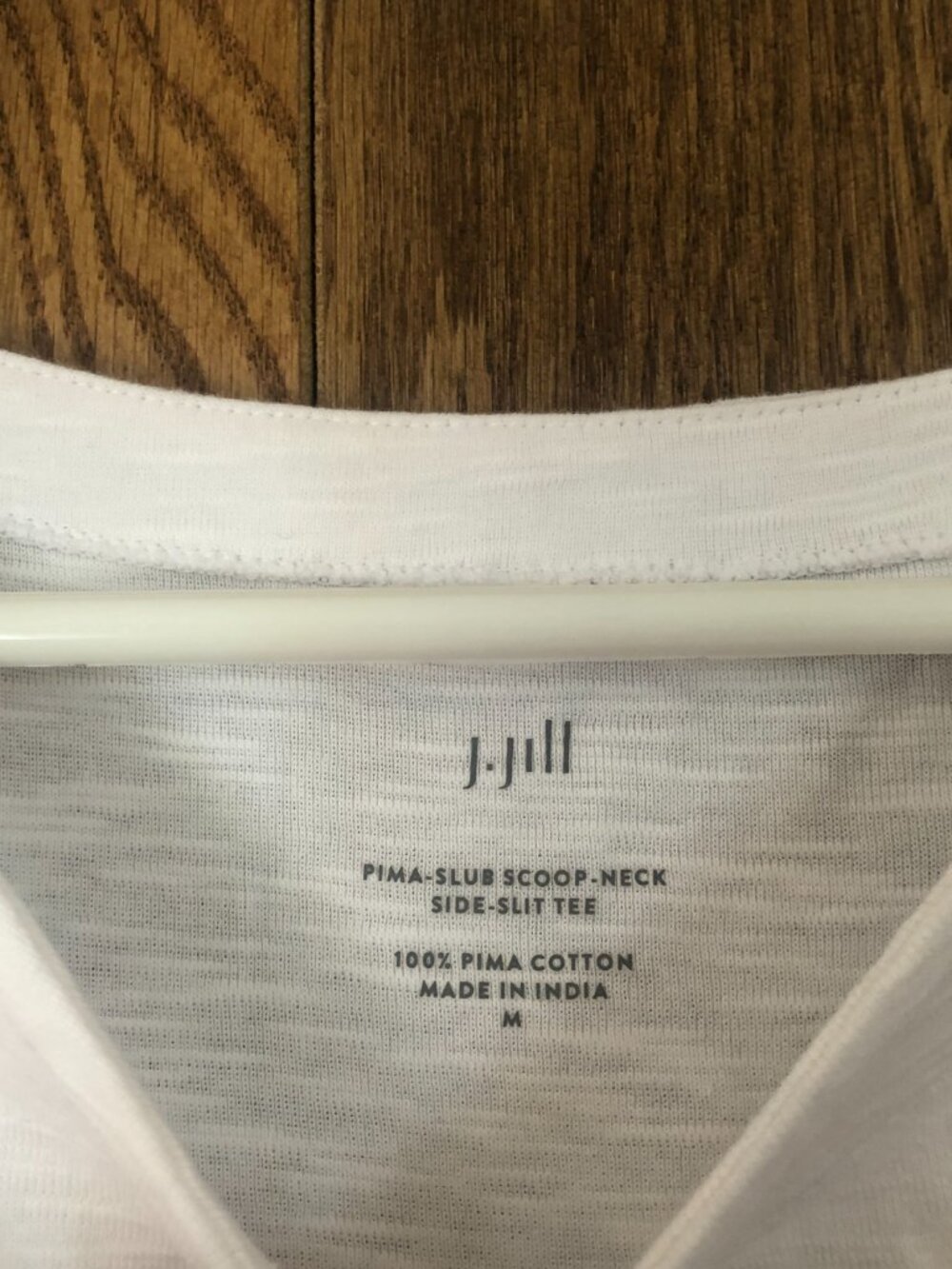 J.Jill M Pima-Slub Scoop-Neck Side-Slit Tee Shirt Top White 100% Pima Cotton - Picture 4 of 4